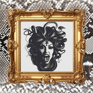 Medusa Cross Stitch Pattern  - Greek Mythology Stitching - Mythical Creature Craft - Ancient Greek Inspired Project