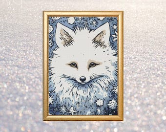 Snowy Fox Cross Stitch Pattern for Winter Craft Projects and Nature Lovers Needlework