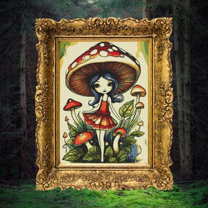 Enchanting Mushroom Fairy Cross Stitch Pattern, Pattern Keeper Compatible, Whimsical Fantasy Design, DIY Needlework Craft