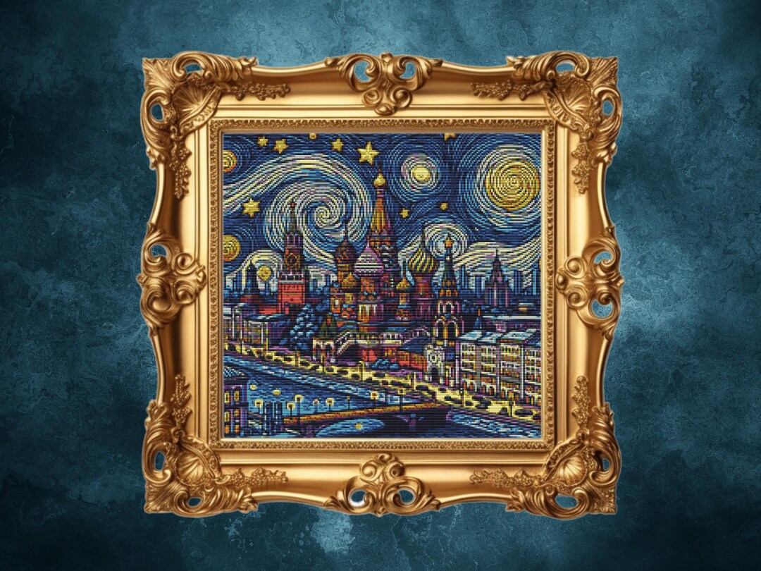 Starry Night Over Moscow Cross Stitch Pattern, Van Gogh Inspired (PDF ...