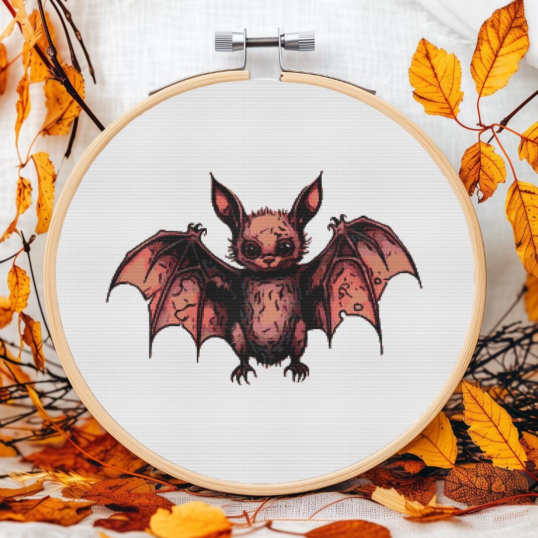 Cute Halloween Bat Cross Stitch Pattern – Adorable Spooky Bat PDF ...