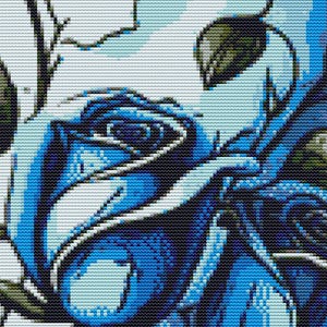 Blue Rose Cross Stitch Pattern PDF | Elegant Floral Embroidery Design ...