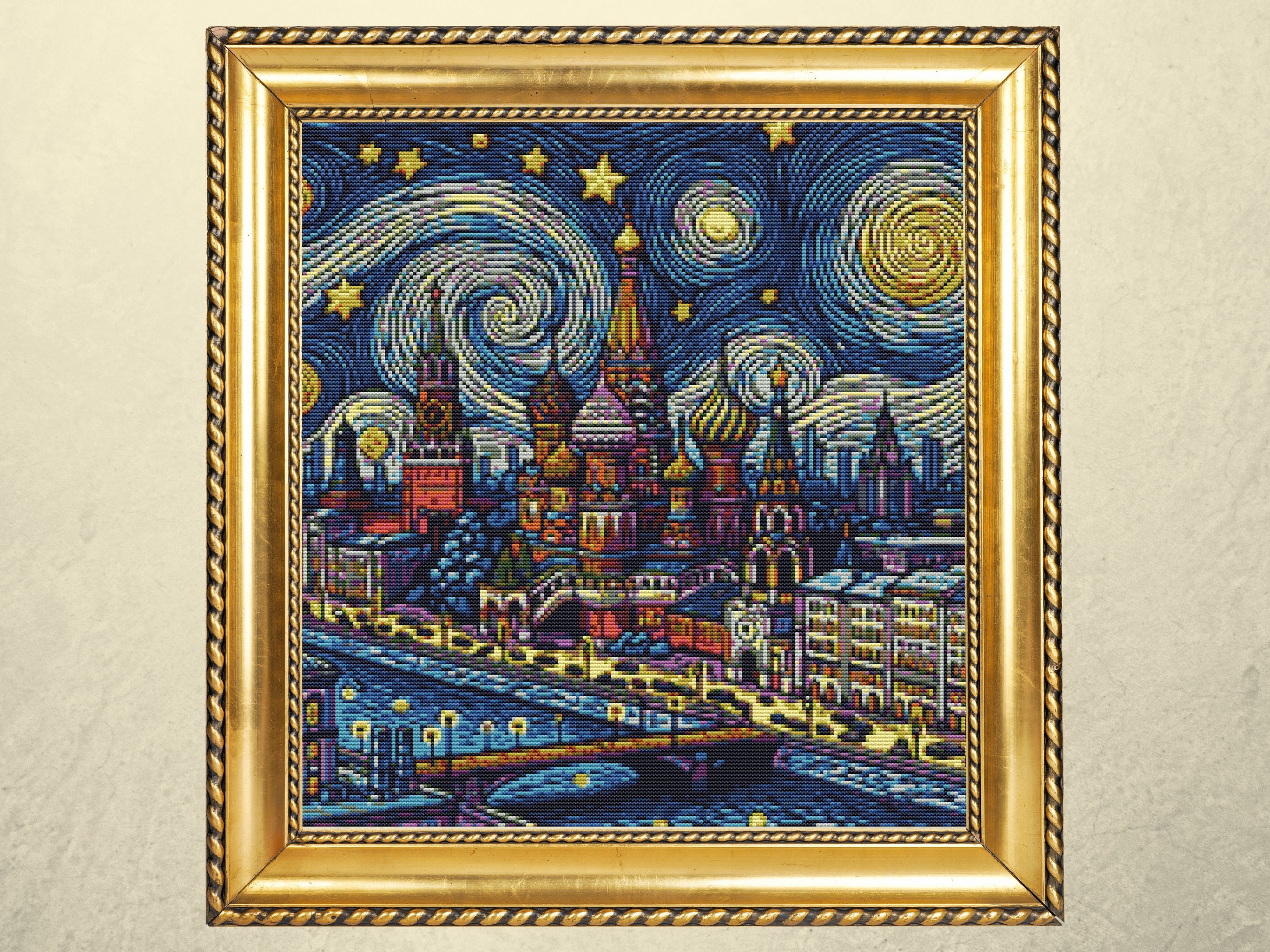 Starry Night Over Moscow Cross Stitch Pattern, Van Gogh Inspired (PDF ...