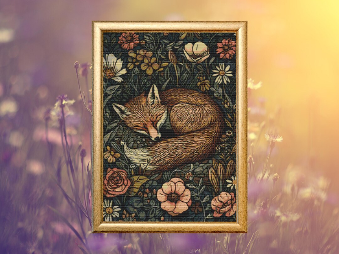 Whimsical Fox With Flowers Cross Stitch Pattern, Easy DIY Nature ...