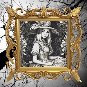 Discover Wonderland with our Alice in Wonderland Cross Stitch Pattern - DIY Embroidery - Whimsical Alice Portrait Fan Gift Wonderland Decor