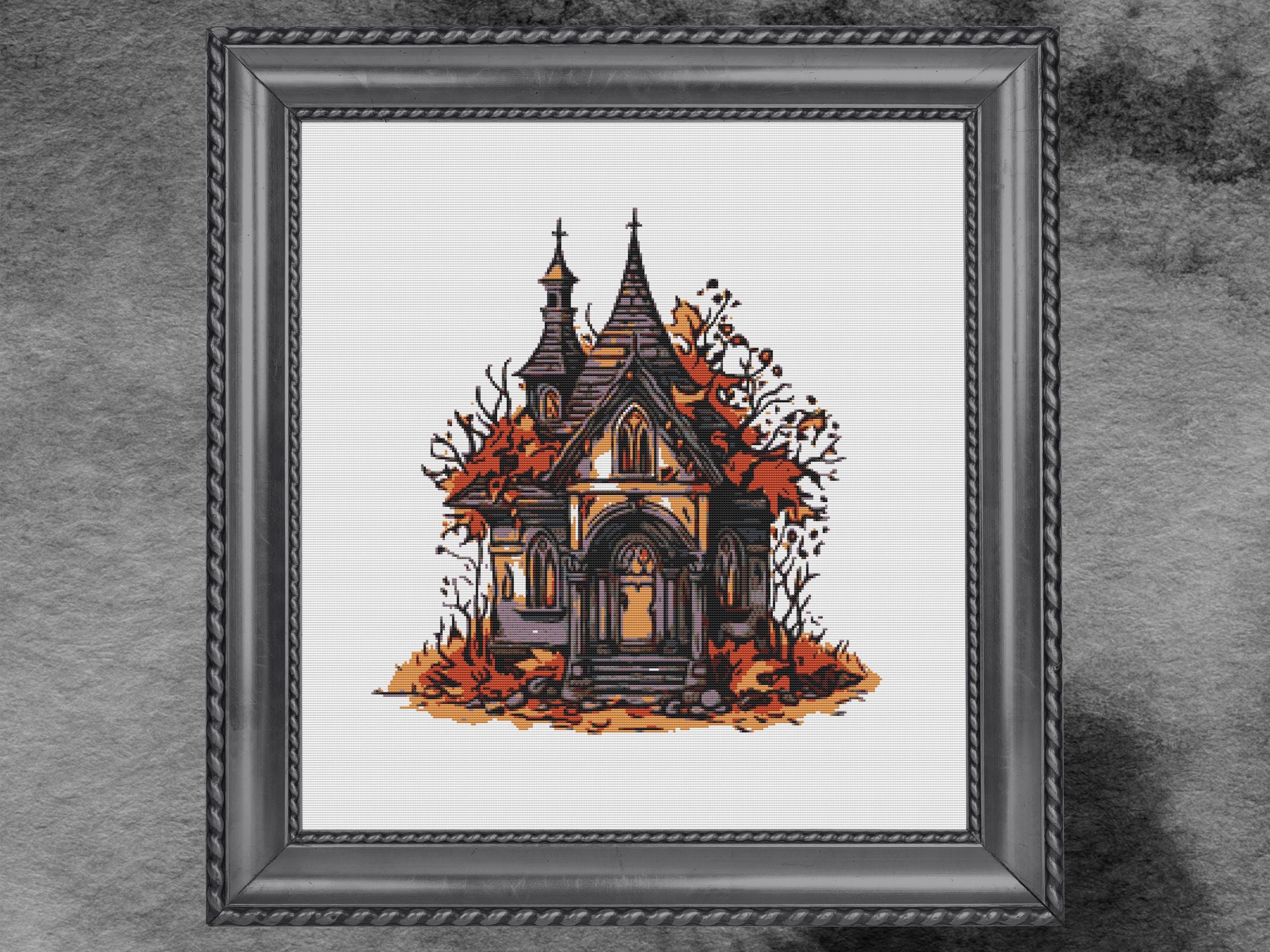 Haunted House Cross Stitch Pattern – Spooky Gothic Mansion PDF ...