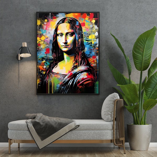 Mona Lisa Graffiti Wall Art, Printable Digital Download, Leonardo da Vinci Wall Decor, Modern Art Print, Street Pop Art, Graffiti Poster