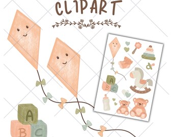 Clipart, Baby, elements on PNG transparent background