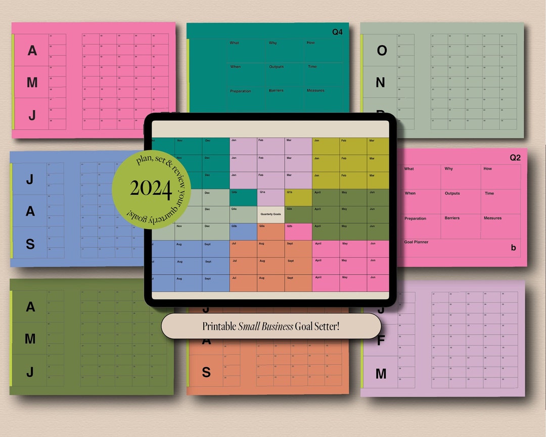 Printable business planner 2024 printable quarterly goal etsy