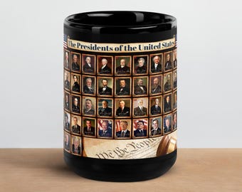Black Glossy Mug Presidents of the United States of America