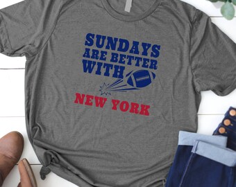 "Sundays Are For The G's" New York Football T-Shirt - 100% Cotton, Royal Blue - View #4