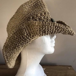 Western Custom Handmade Hemp Cowboy hat natural color hemp.  Great hat for him or her. Extraordinary gift idea.