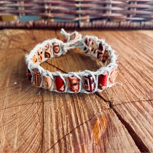 Custom Handmade Hemp Bracelet or Anklet with Boho Wood Beads! Boho Hippie style Hemp jewelry. Great gender-neutral gift for him and her.