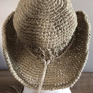 Western Custom Handmade Hemp Cowboy hat natural color hemp.  Great hat for him or her. Extraordinary gift idea.
