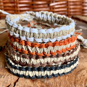 Handmade Hemp Bracelet: Two-Tone Square Knot Boho Jewelry