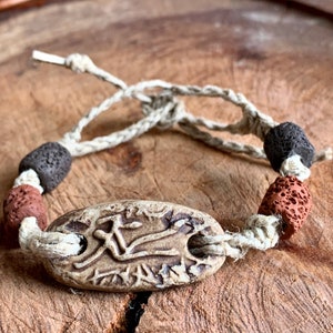 Handmade Hieroglyphics Hemp Bracelet or Anklet: Unisex Boho Jewelry