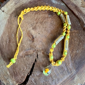 Customizable Handmade Hemp Necklace with a Blown Glass Mini Mushroom. Great Unisex, Boho, Hippie, Hemp Jewelry, Gift Ideas for him or her.