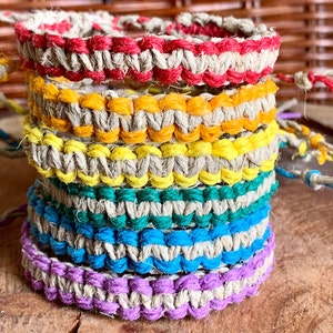 Rainbow Hemp Bracelet or Anklet: Custom Boho Jewelry