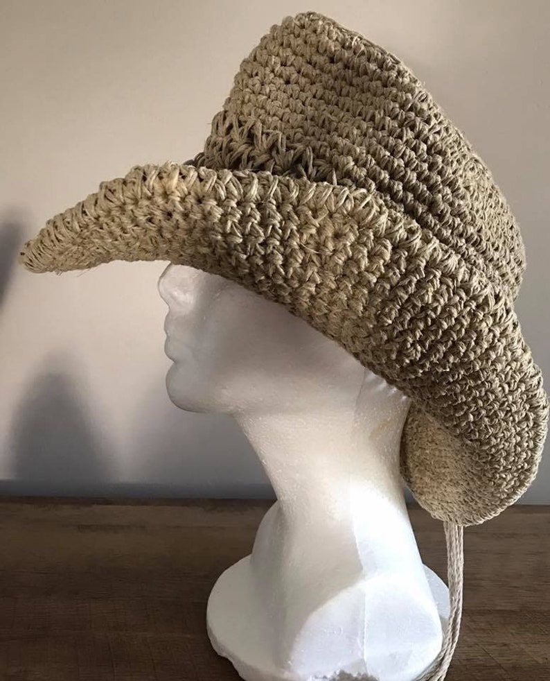 Western Custom Handmade Hemp Cowboy hat natural color hemp.  Great hat for him or her. Extraordinary gift idea.