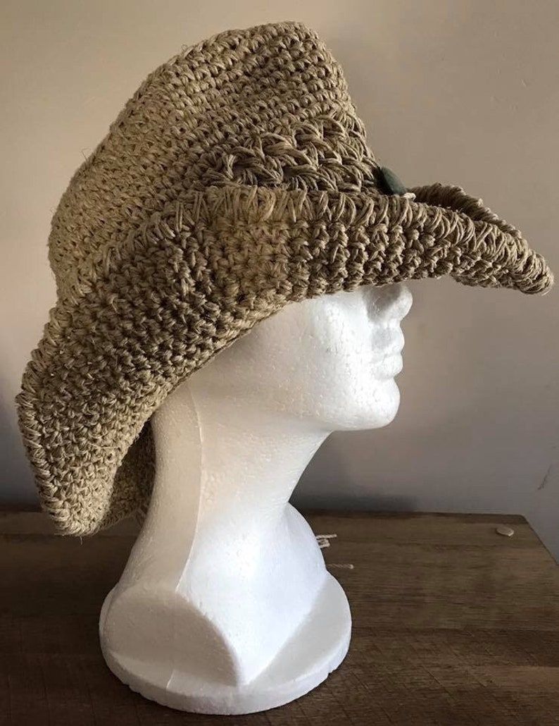 Western Custom Handmade Hemp Cowboy hat natural color hemp.  Great hat for him or her. Extraordinary gift idea.