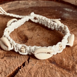 Handmade Customizable Cowrie Shell Hemp Bracelet or Anklet - Beach Boho Hippie Hemp Jewelry. Great unique gift for him and gift for her.