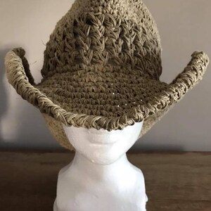 Western Custom Handmade Hemp Cowboy hat natural color hemp.  Great hat for him or her. Extraordinary gift idea.