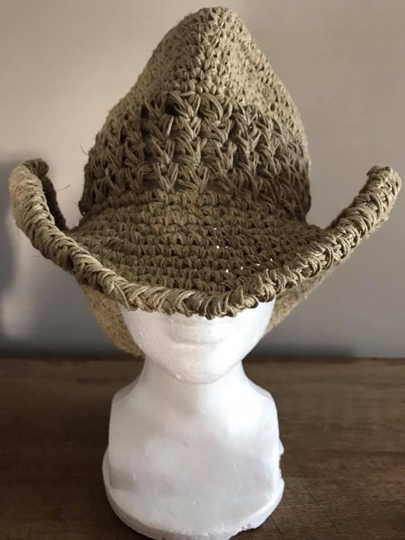 Western Custom Handmade Hemp Cowboy hat natural color hemp.  Great hat for him or her. Extraordinary gift idea.