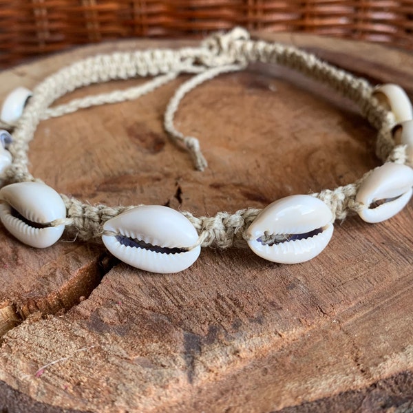 Custom Handmade Hemp Necklace Cowrie (Cowry) Shells, Coastal, Unique, Unisex, Boho, Hippie, Summertime or anytime Hemp Jewelry Gift Idea!