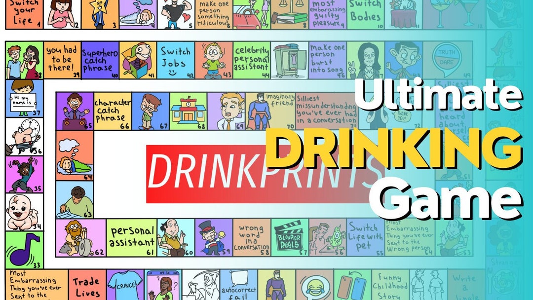 Printable Drinking Board Games Pregame Tipsy Land Drunk Etsy