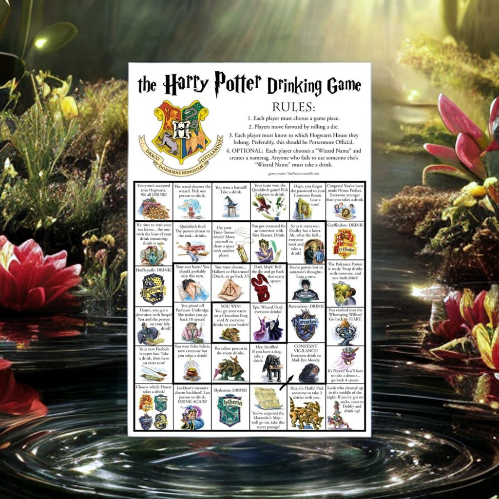 The Harry Potter Drinking Game Printable Drinking Board Game Etsy