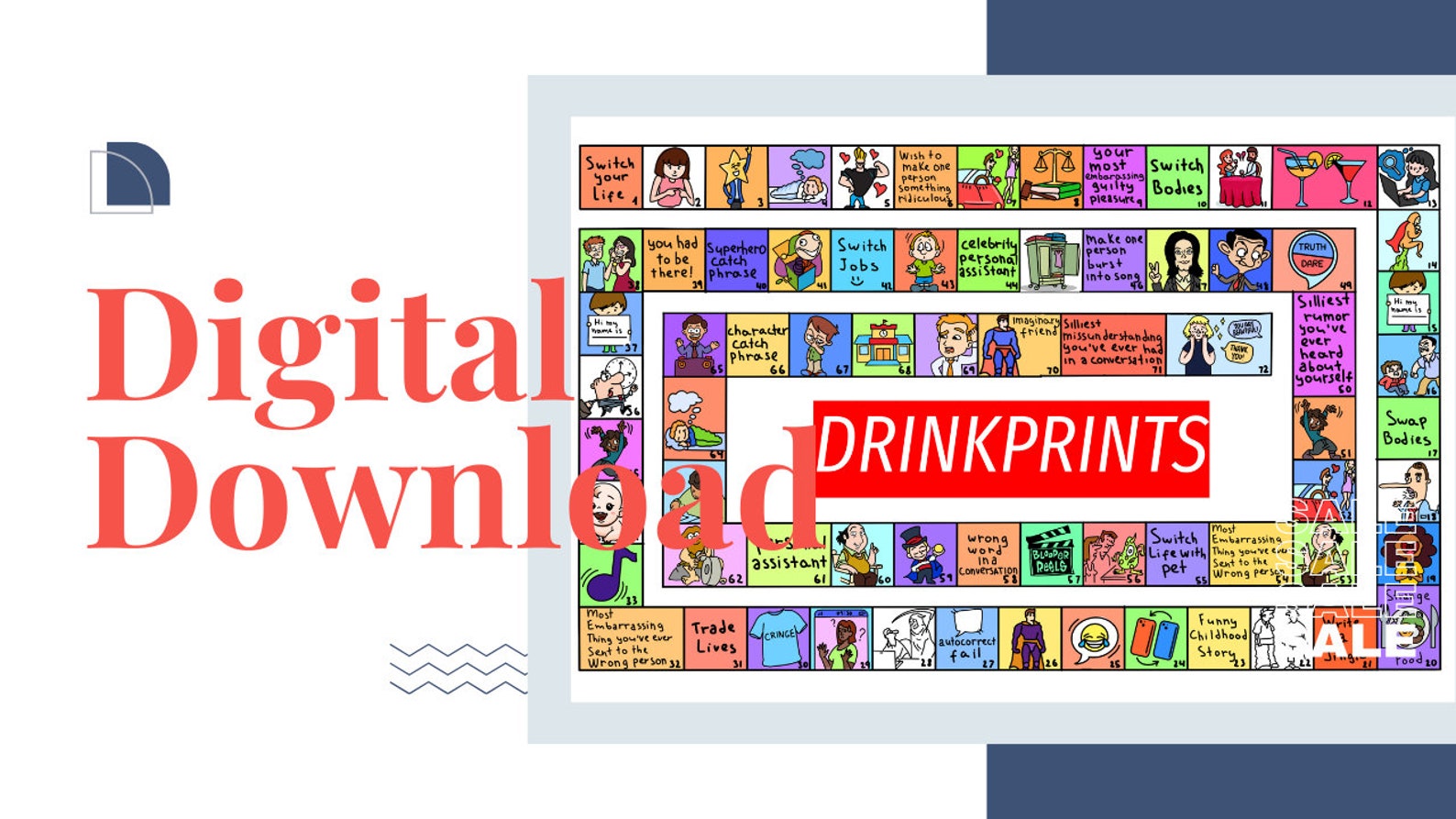 Printable Drinking Board Games Pregame Tipsy Land Drunk - Etsy