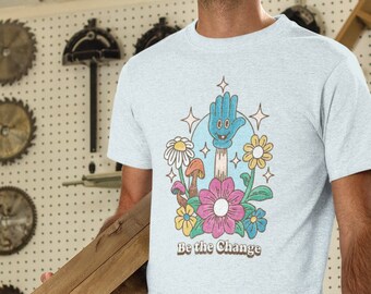 Camiseta con gráfico retro hippie Be The Change
