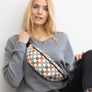 Checkered Fanny Pack: Polyester Crossbody Waist Bag