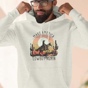 Western Hoodie Cowboy Tee American Cowboy Shirt Unisex Graphic Western SweatShirts Three-Panel Fleece Hoodie