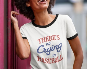 Vintage Baseball Tee Ringer TShirt No Crying in Baseball Shirts