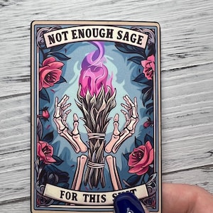 Funny Tarot Card Sticker: Not Enough Sage - Skeleton Hands image 1