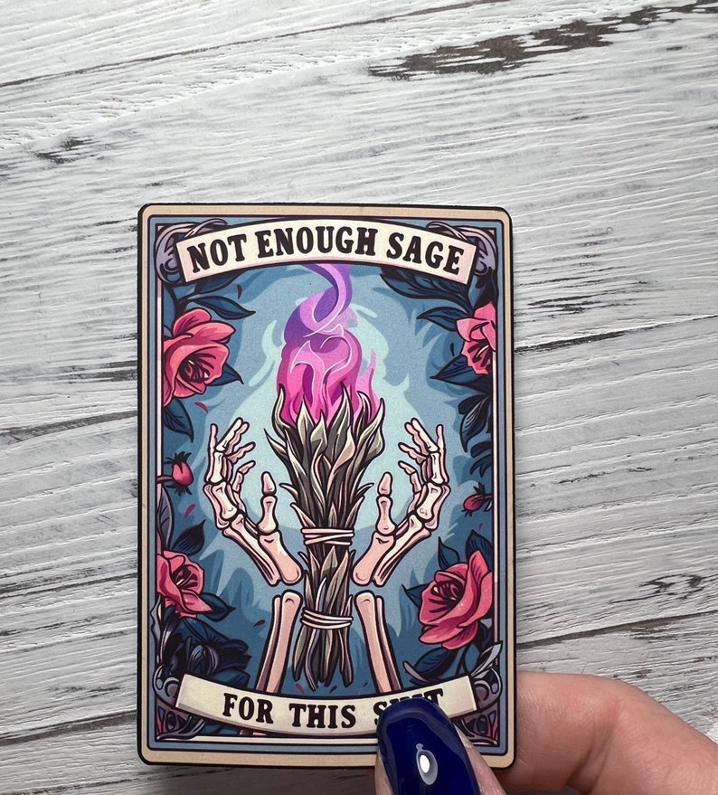Funny Tarot Card Sticker: Not Enough Sage - Skeleton Hands image 1