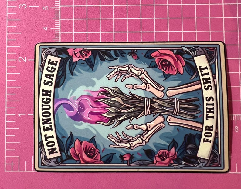 Funny Tarot Card Sticker: Not Enough Sage - Skeleton Hands image 3