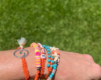 Waterproof Summer Stacker Bracelet Set: Surfer Style Wax Cords