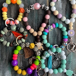 Wristlet Keychain Beaded Wristlet Custom Keychain Colorful Beaded Wristlet Gift For Her