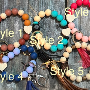 Wristlet Keychain Beaded Wristlet Custom Keychain Colorful Beaded Wristlet Gift For Her Heart Bead