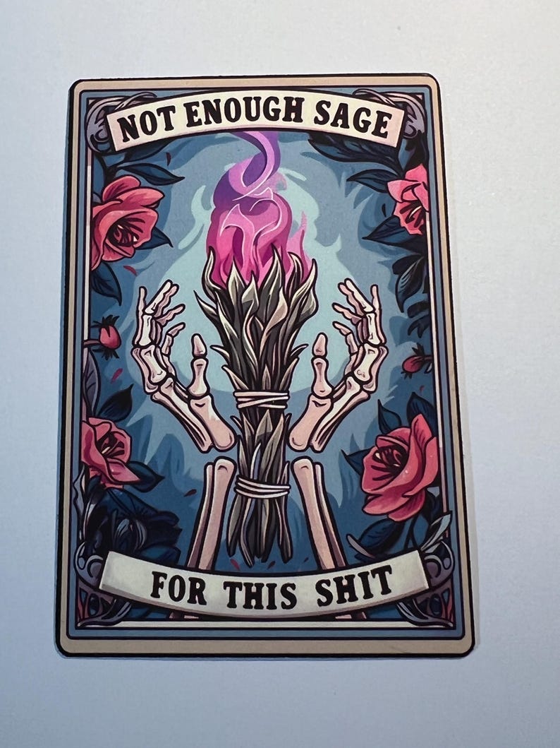 Funny Tarot Card Sticker: Not Enough Sage - Skeleton Hands image 6