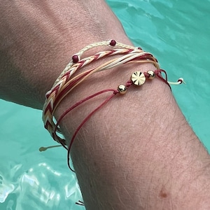 Surfer Style Bracelet Waterproof Stacker Set Pura Vida Style Wax Bracelet Set Gold Charm Bracelets