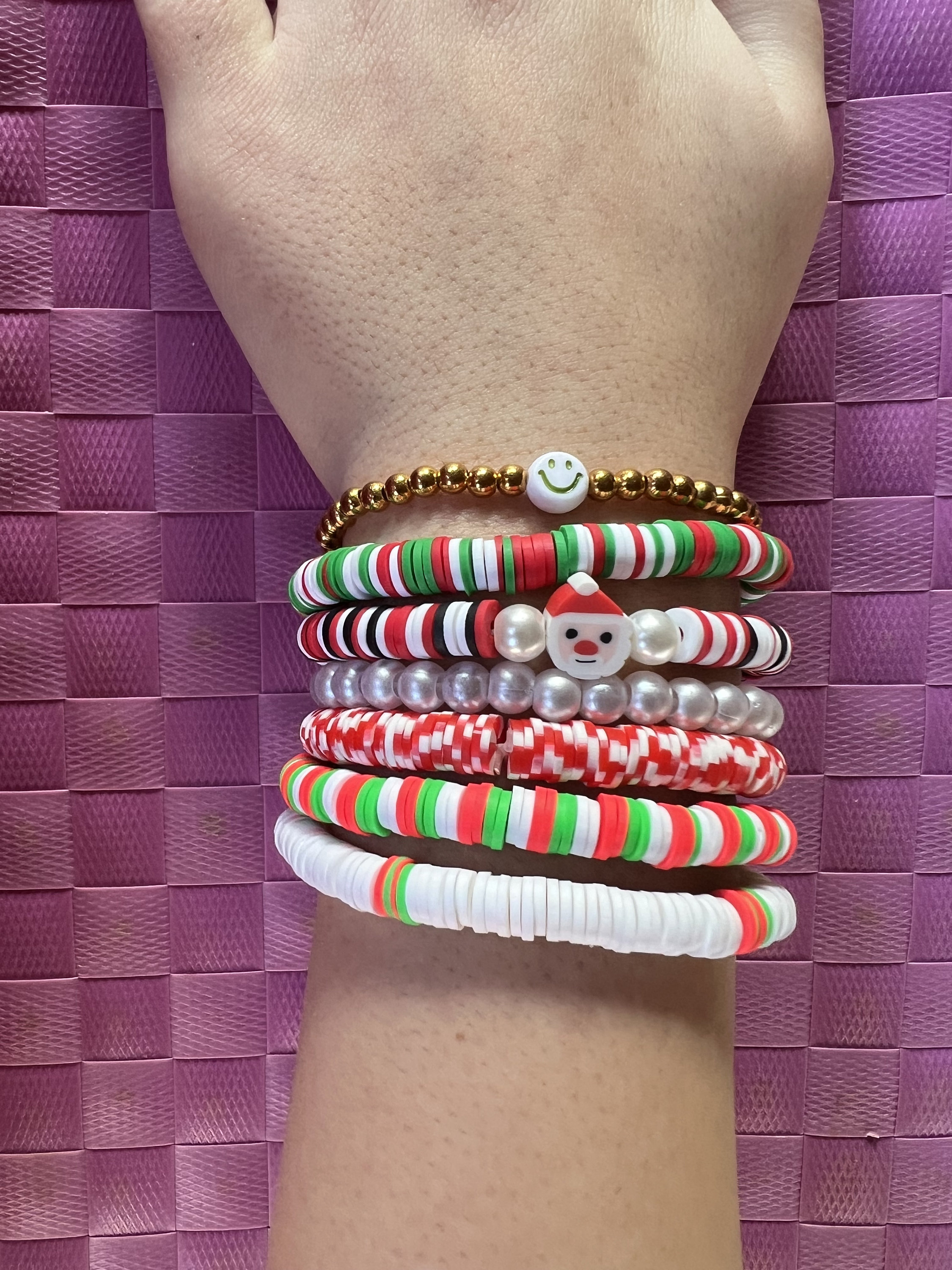 Bracelet Beaded Polymer Clay Bracelet Cute Accent Bracelet Christmas Set Bracelet
