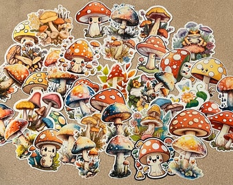 Waterproof Mushroom Stickers, Vinyl Decals