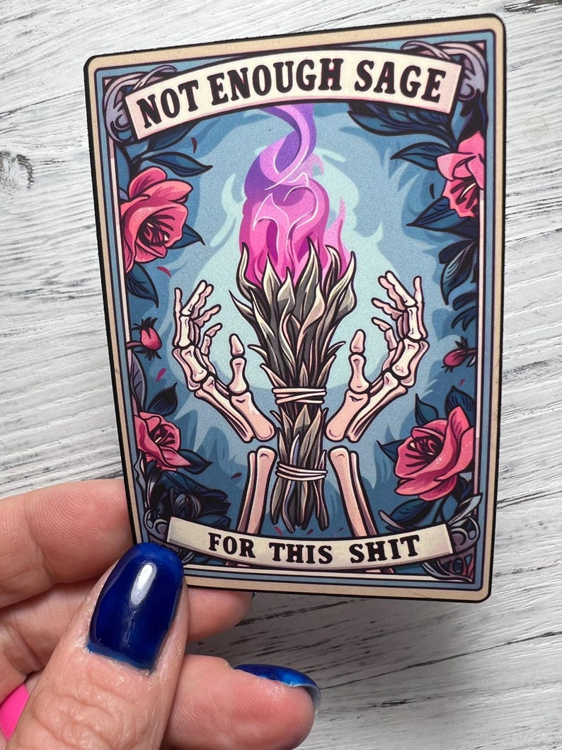 Funny Tarot Card Sticker: Not Enough Sage - Skeleton Hands image 4
