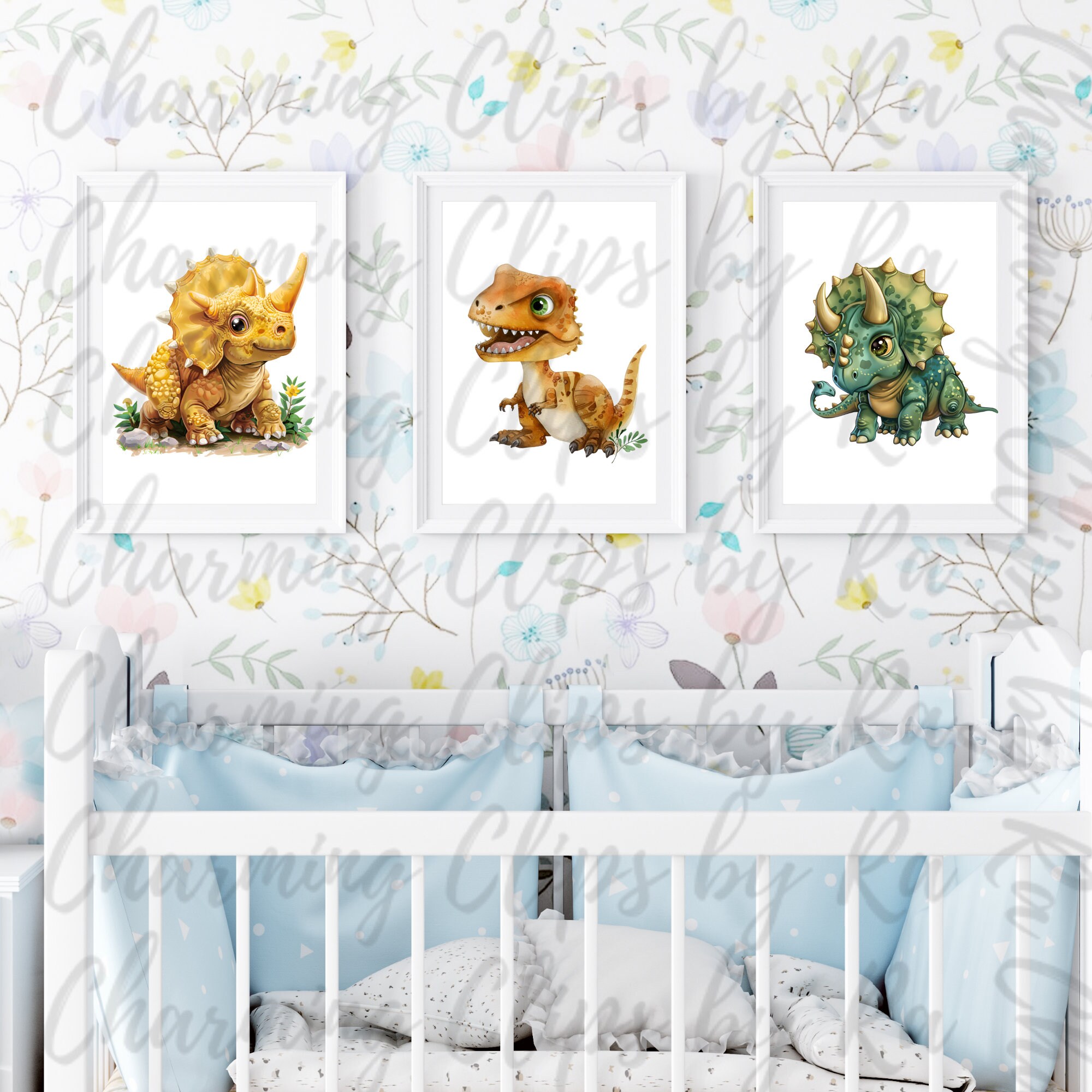 Dinosaur Clipart, Baby Dino Clipart, Dinosaur Graphics, Triceratops ...