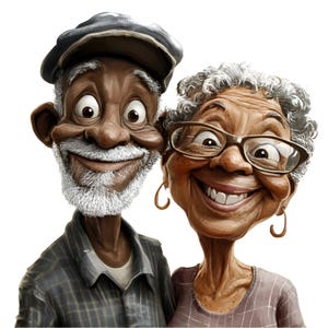 Funny Black Old Couple Clipart, Elderly Clipart, Grandparents Clipart, Old Ladies Clipart, Funny Old People, Funny Old Ladies