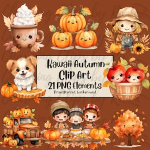 Kawaii herfst clipart, vallende bladeren clipart, kleurrijke herfst clipart, herfst aquarel bloemen clipart, Autumn City png, aquarel