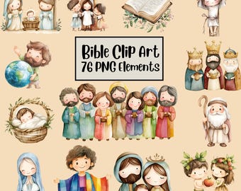 Bible Stories Clipart Bundle, Christianity Clipart, Biblical Characters, Jesus, Catholic Clipart, Watercolor Graphics, Religious Clipart